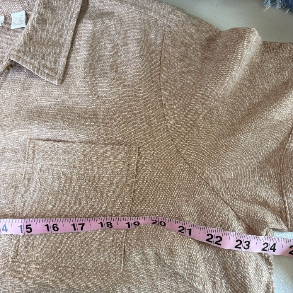 Susan Graver Linen Blend Shirt Dress Womens 1X Button Front Coastal Lagenlook - Picture 7 of 11